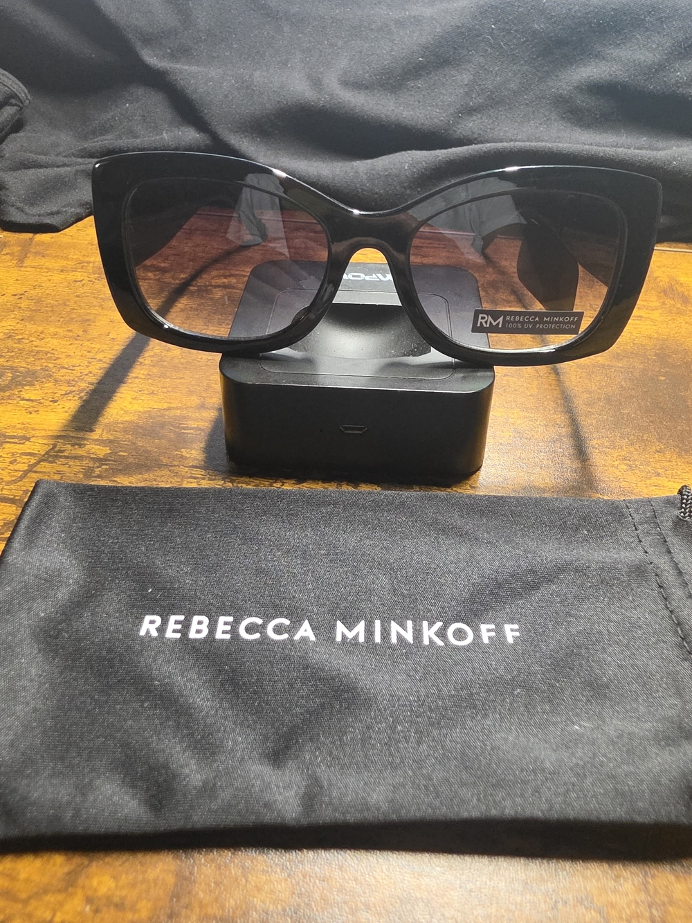 Rebecca Minkoff Black Oversized Square Sunglasses with Gradient Lenses